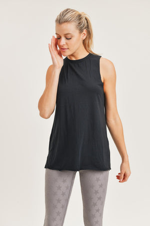 Shirred and Gathered Back Flow Tank Top.