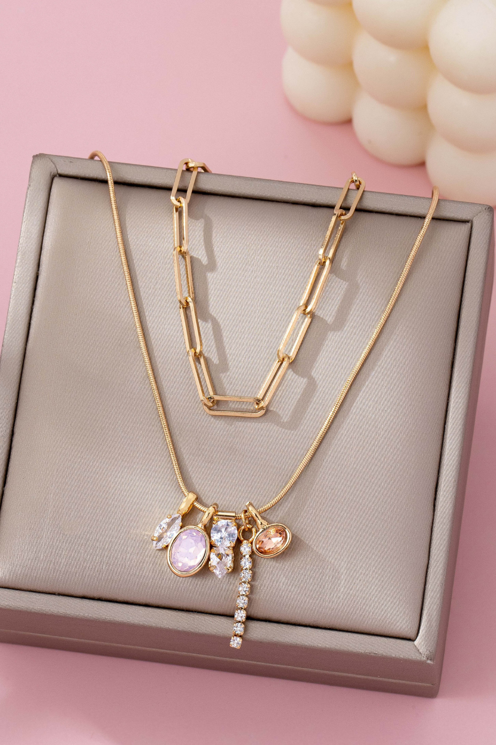 Crystal Cluster Layered Necklace
