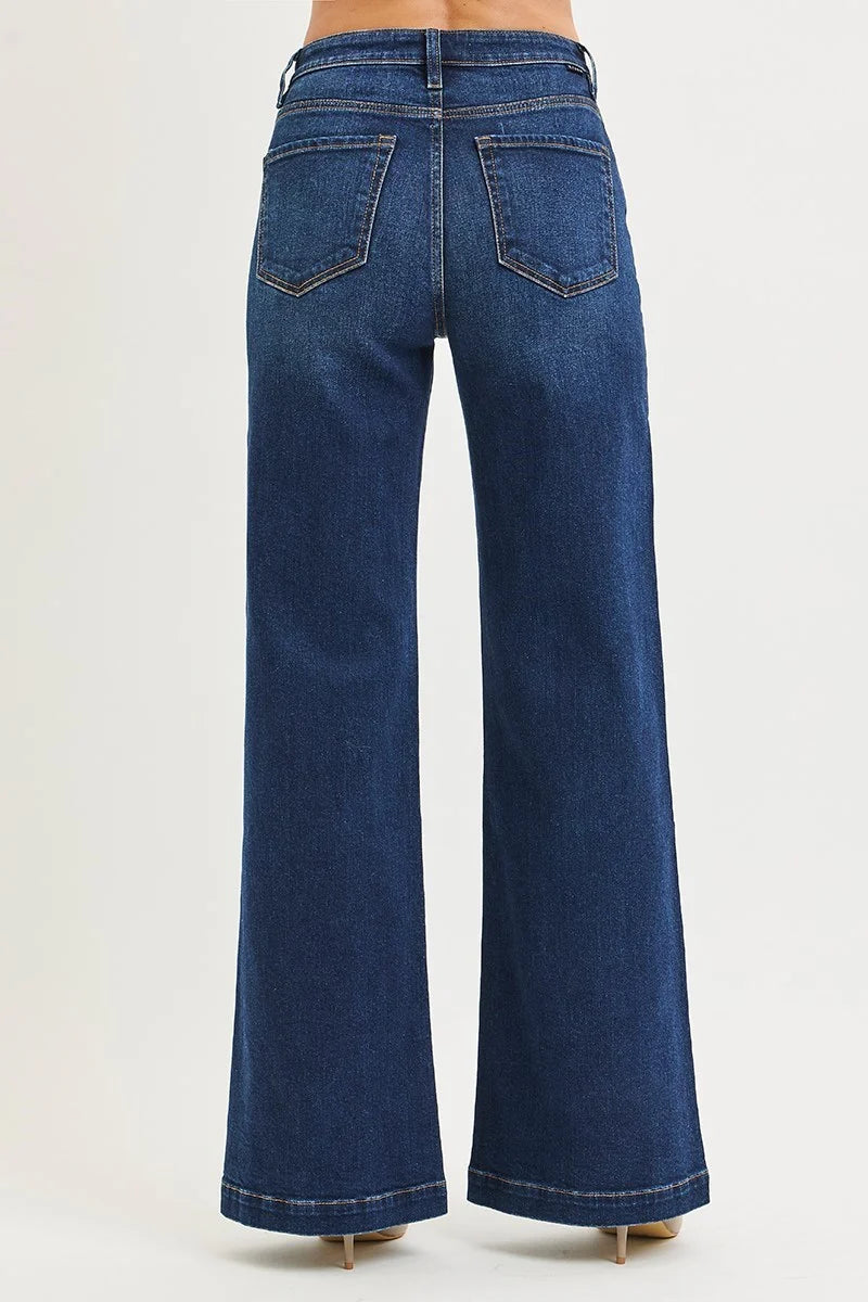 Risen High Rise Long Wide Leg Jeans