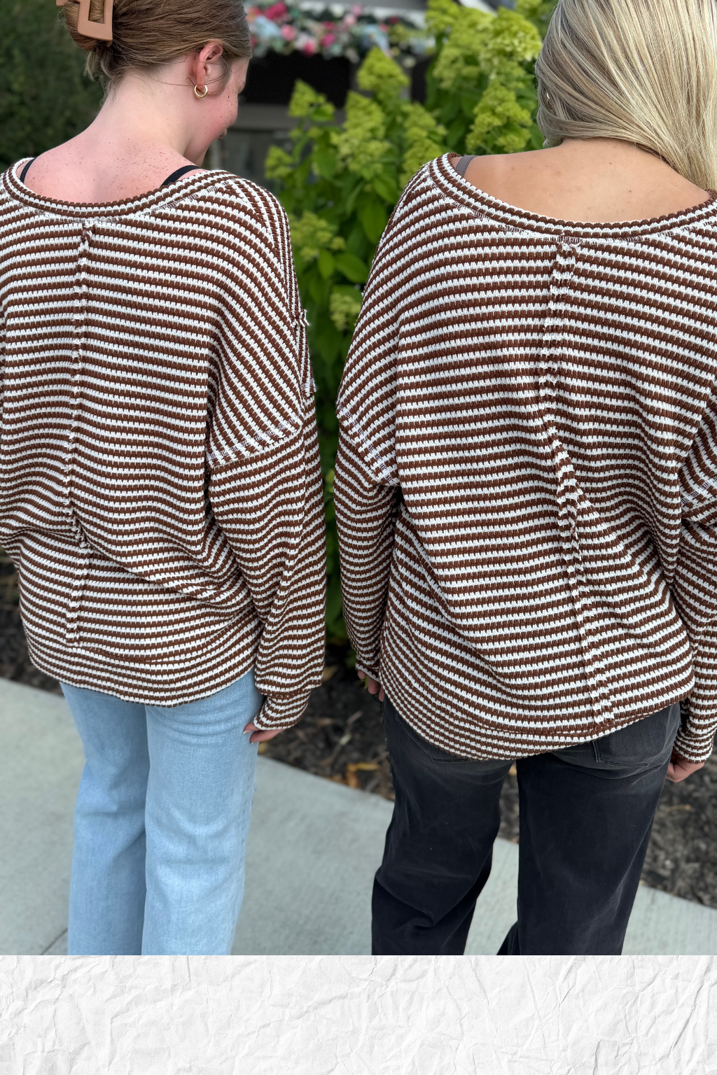Striped Split Neck Knit Top