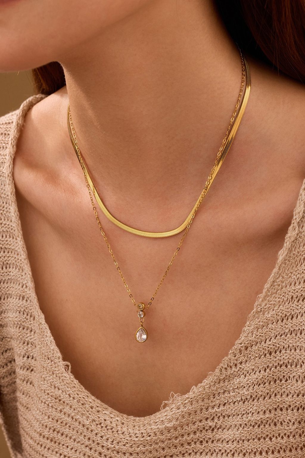 18K Gold Layered Rhinestone Necklace