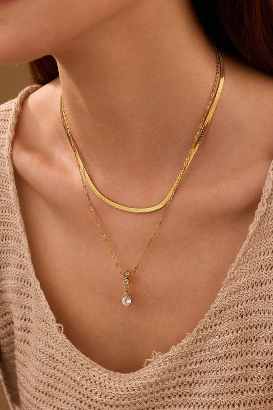 18K Gold Layered Rhinestone Necklace