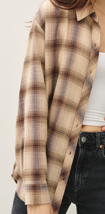 Brown Plaid Oversized Shirt