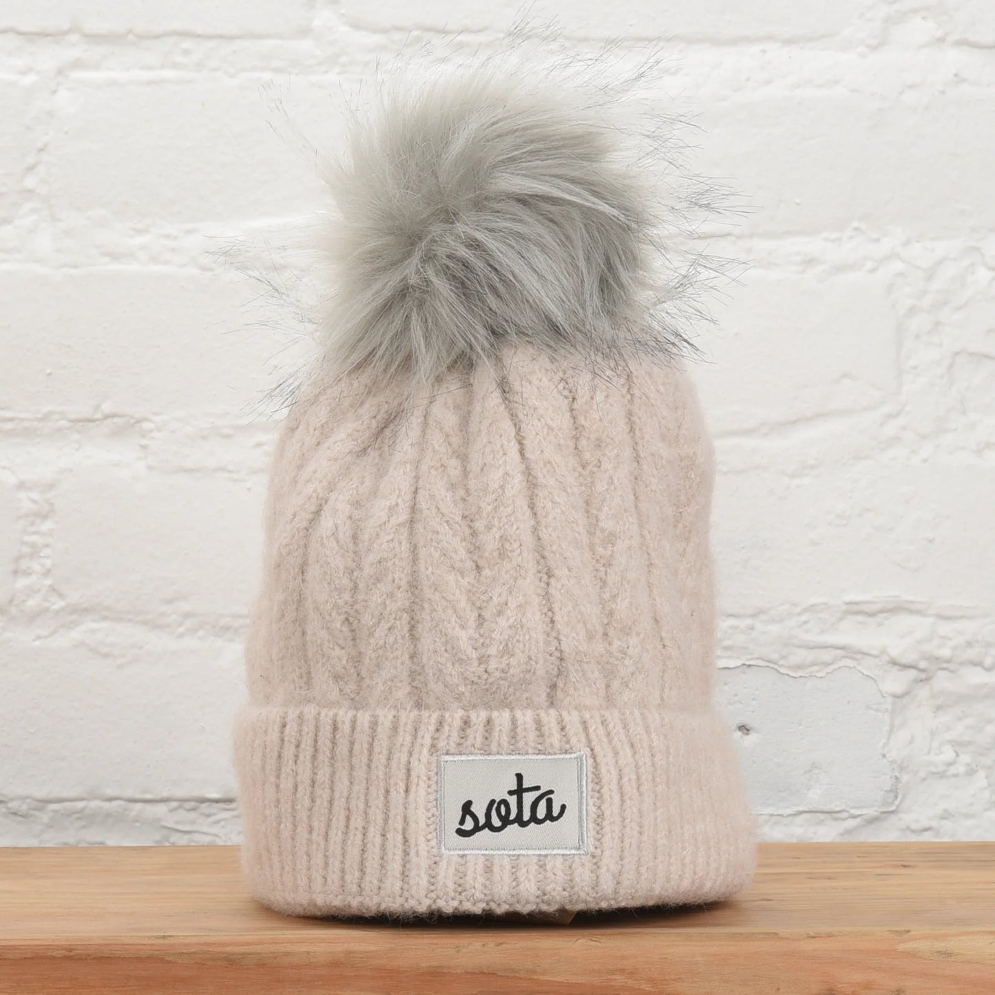 SOTA Ivory Pearl Pom Beanie