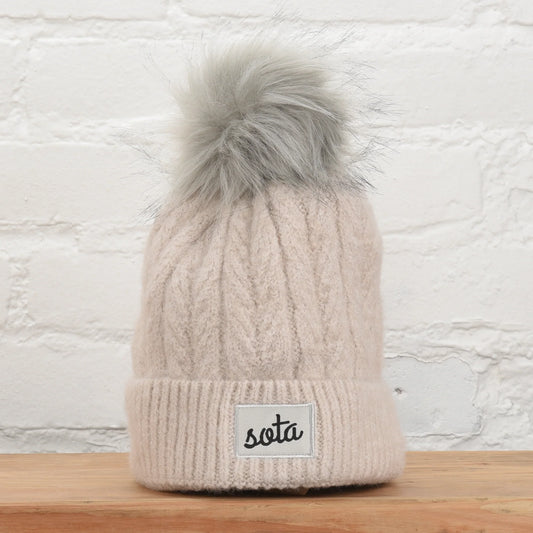 SOTA Ivory Pearl Pom Beanie