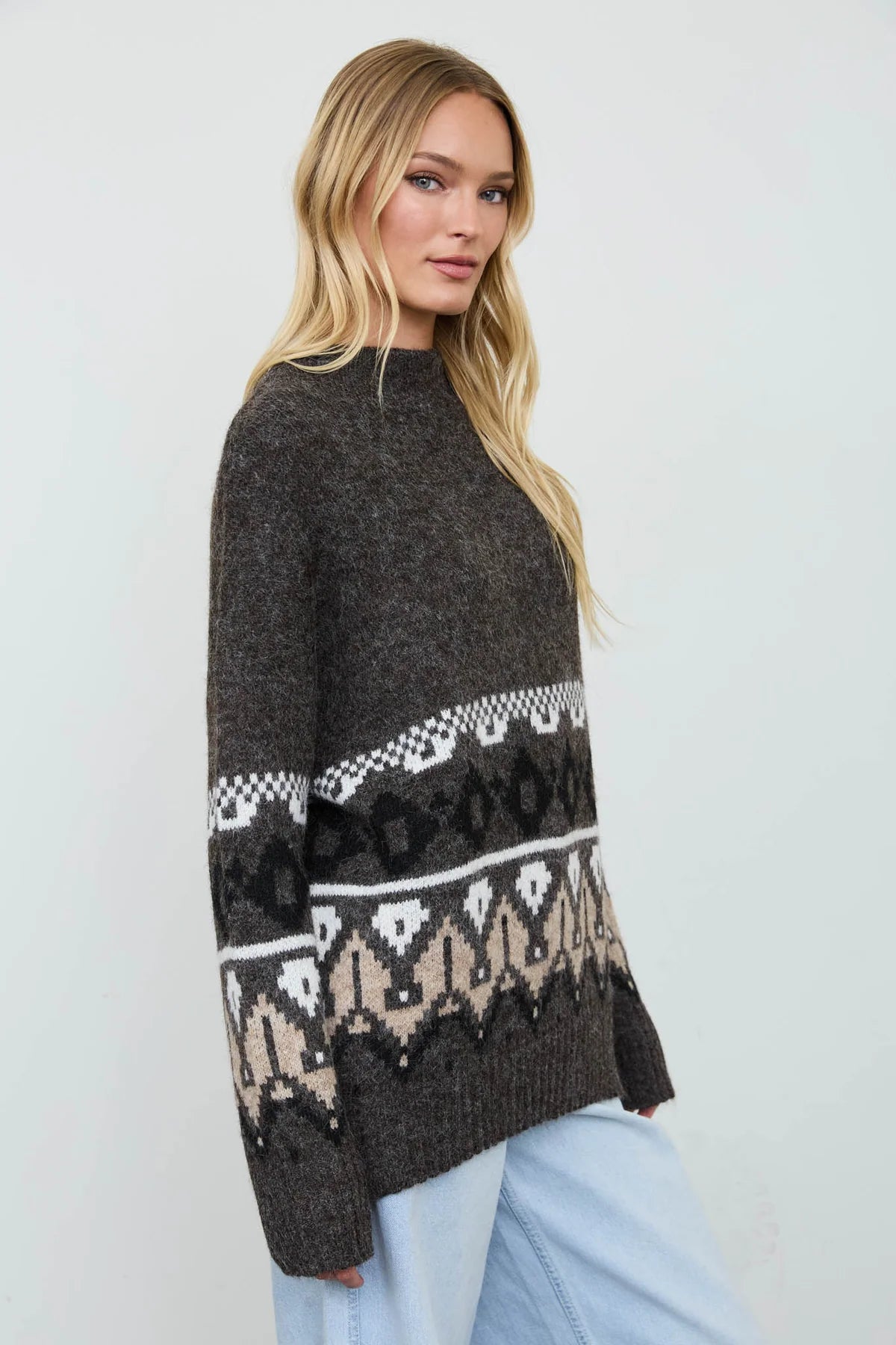 Fair Isle Marled Knit Sweater