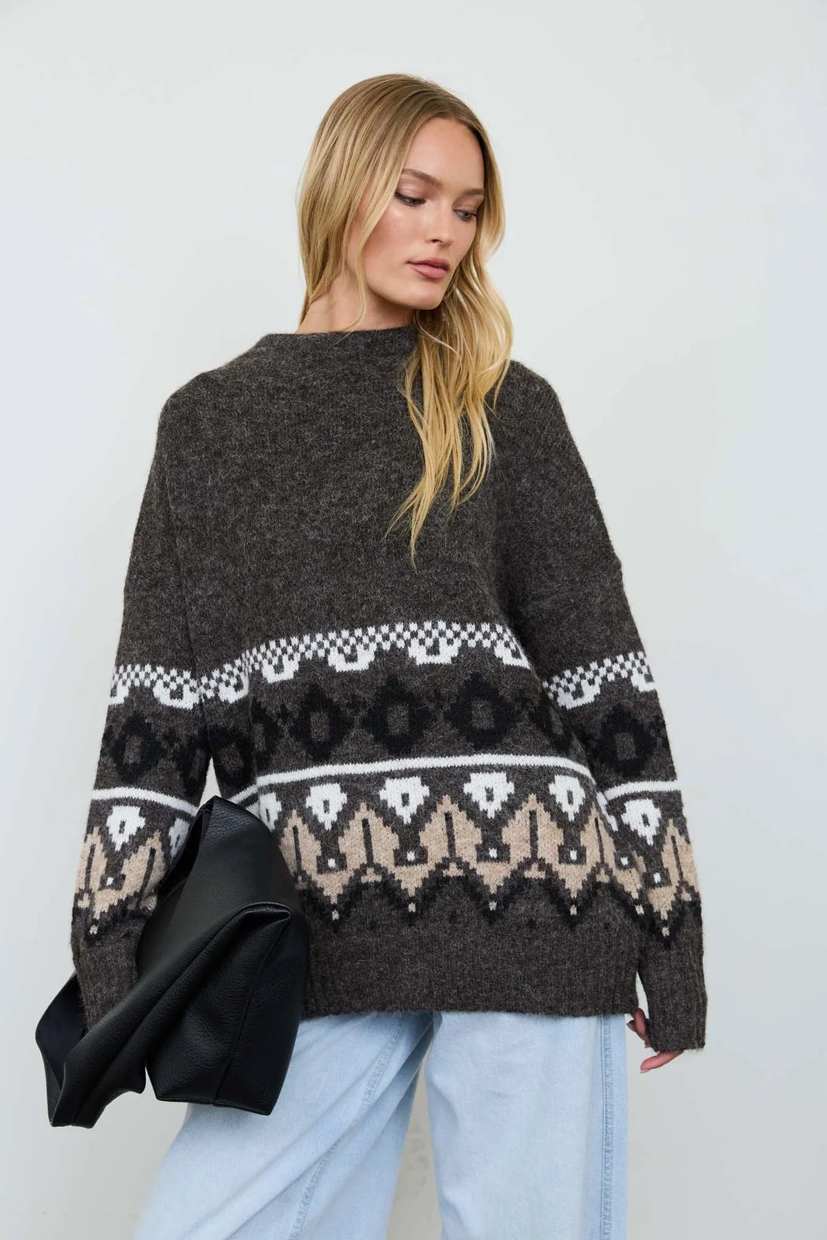 Fair Isle Marled Knit Sweater