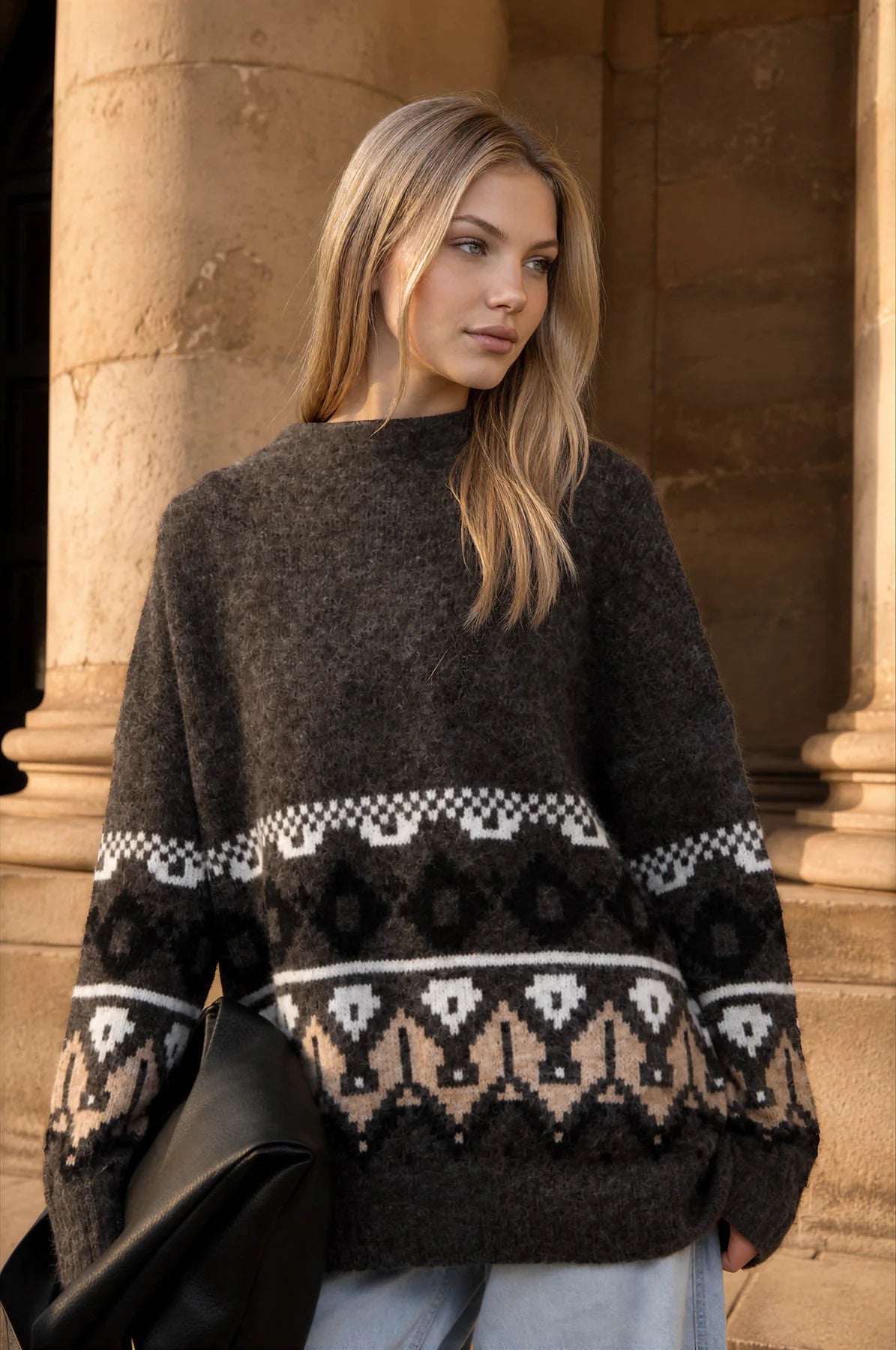 Fair Isle Marled Knit Sweater