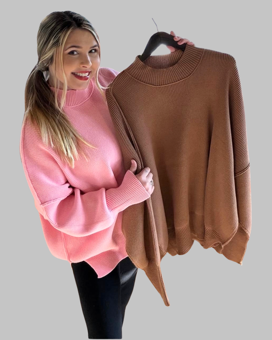Side Slit Oversized Sweater- 2 Colors!