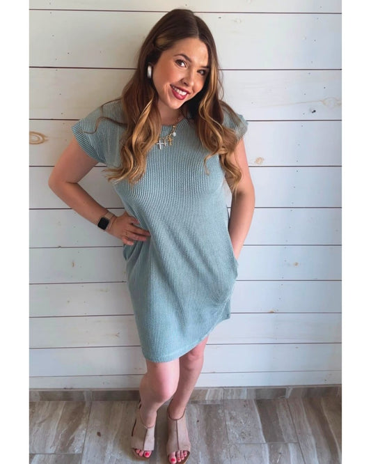 Sabrina Ribbed Drop Shoulder Dress