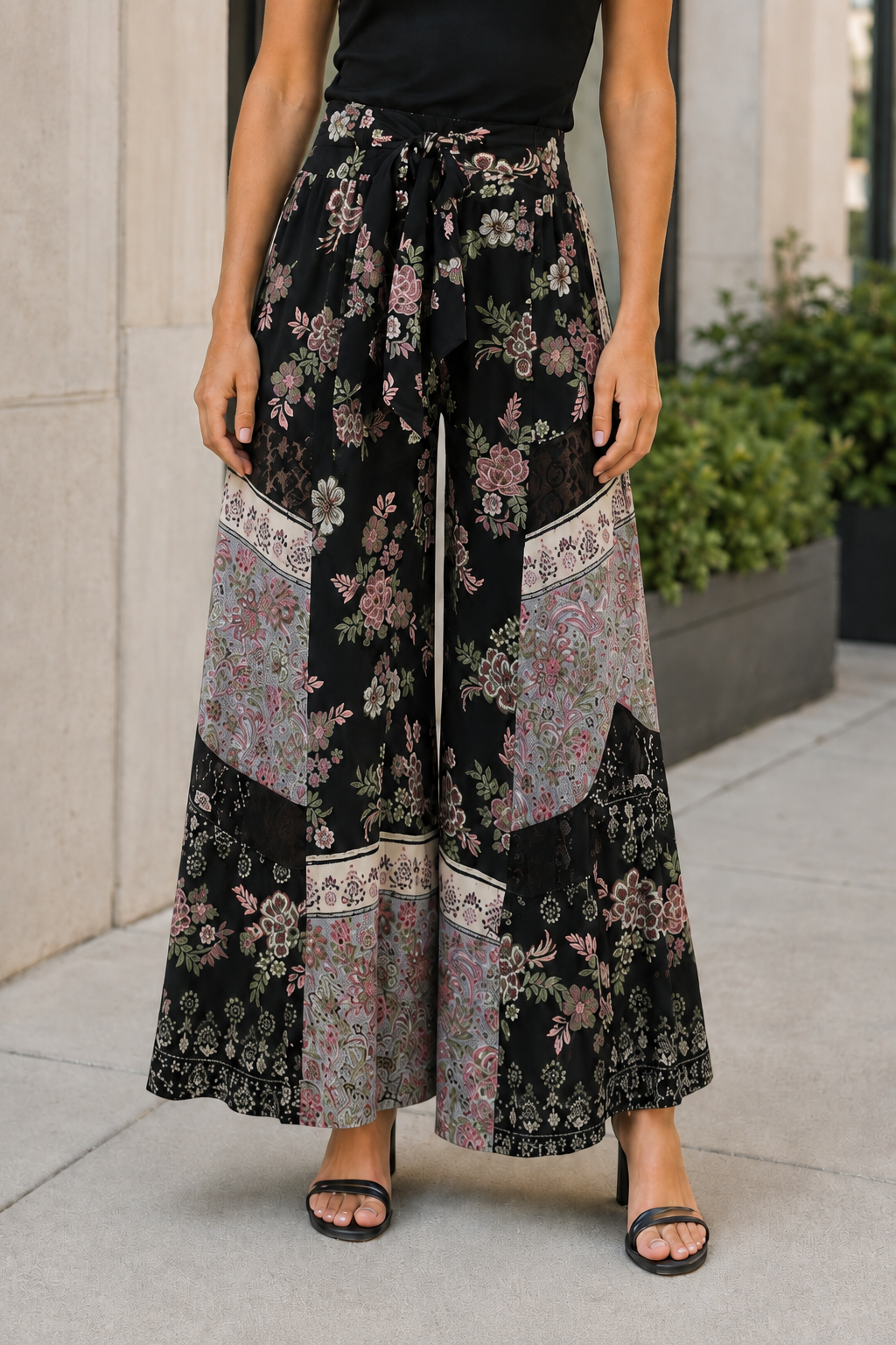 Floral Patchwork Palazzo Pants