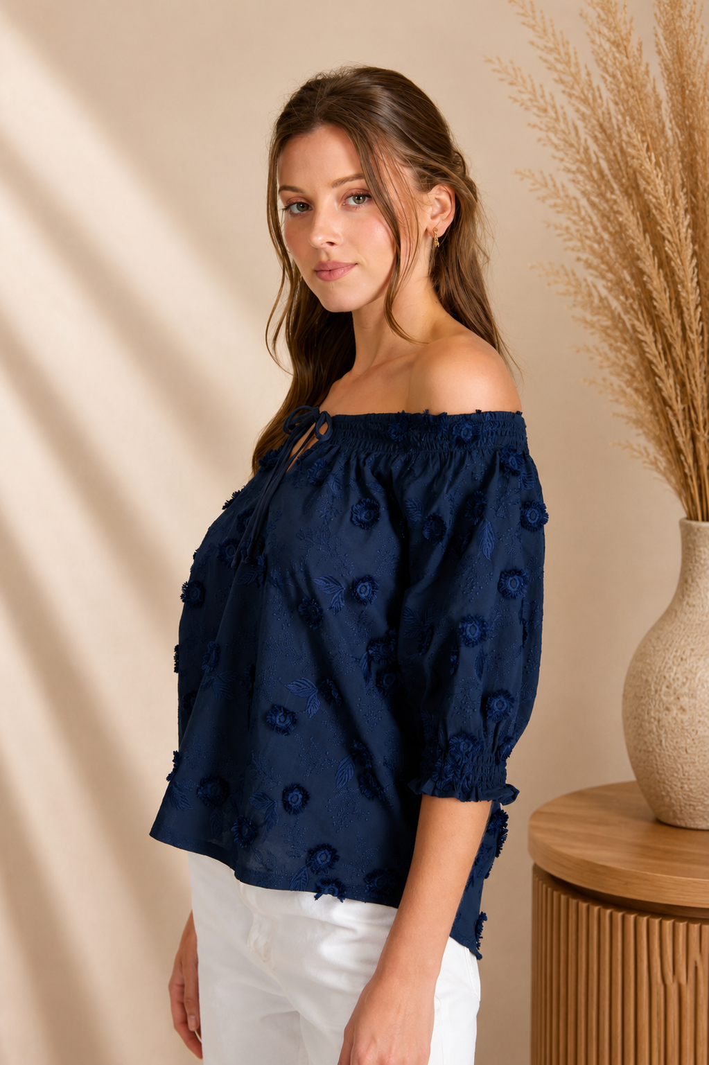 3D Floral Off Shoulder Blouse