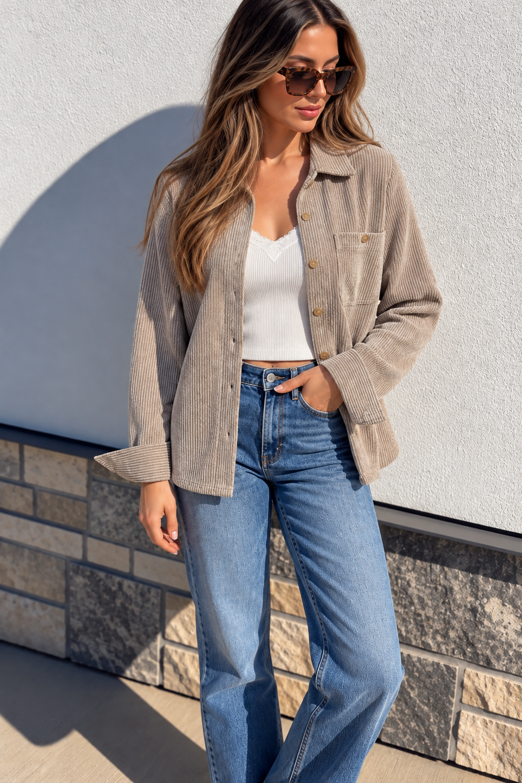 Striped Button Down Collared Shirt
