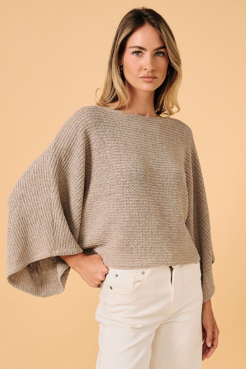 Boat Neck Dolman Poncho Top