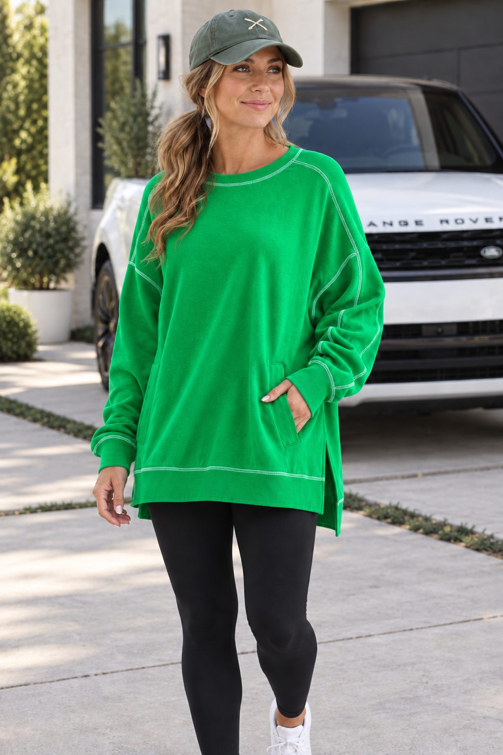 Mono B Contrast Stitch Fleece Sweatshirt DOORBUSTER