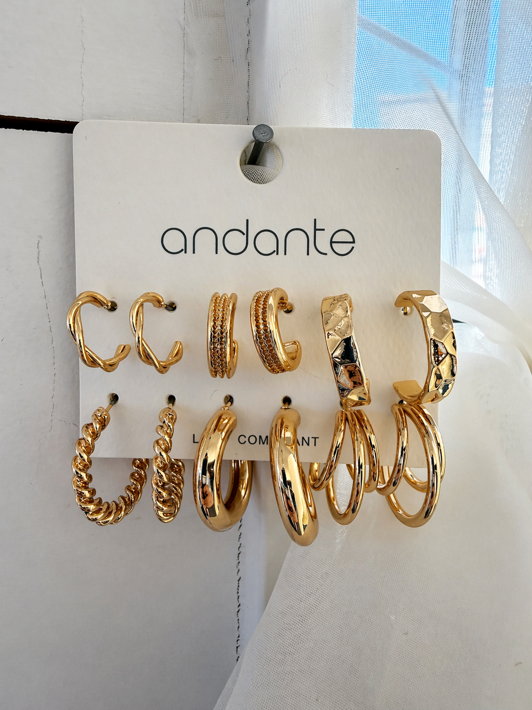6 Pair Hoop Earring Set