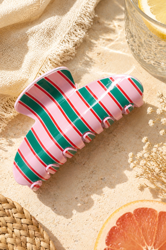 Oversized Stripe Hair Claw Clip