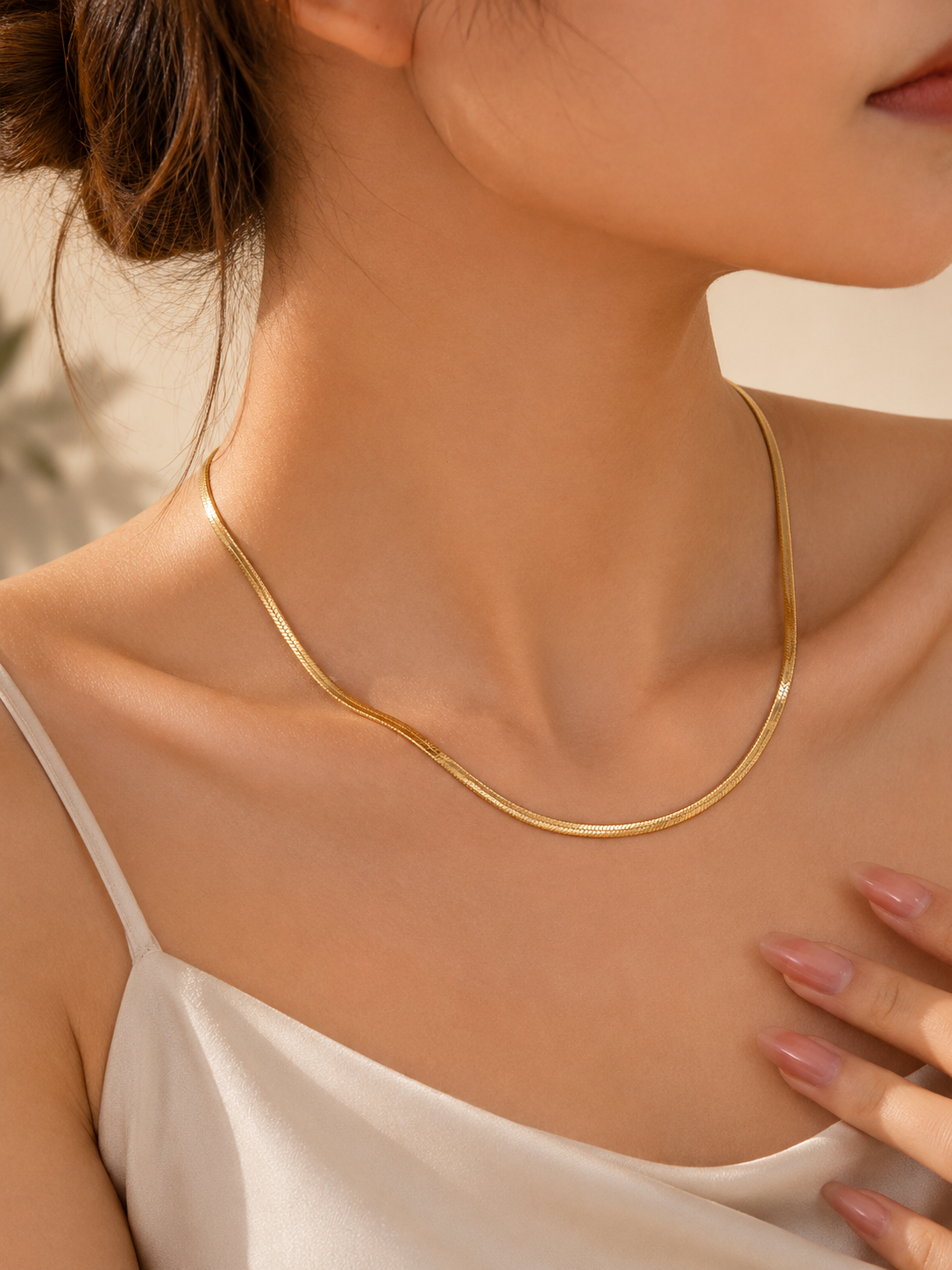 18K Ball Herringbone Gold Mixed Chain Necklace