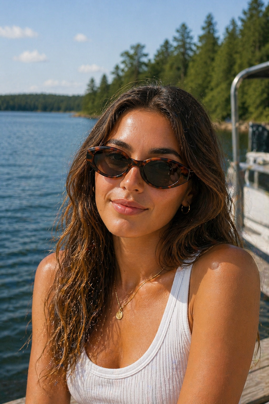 Retro Oval Thick Frame Sunglasses Assorted