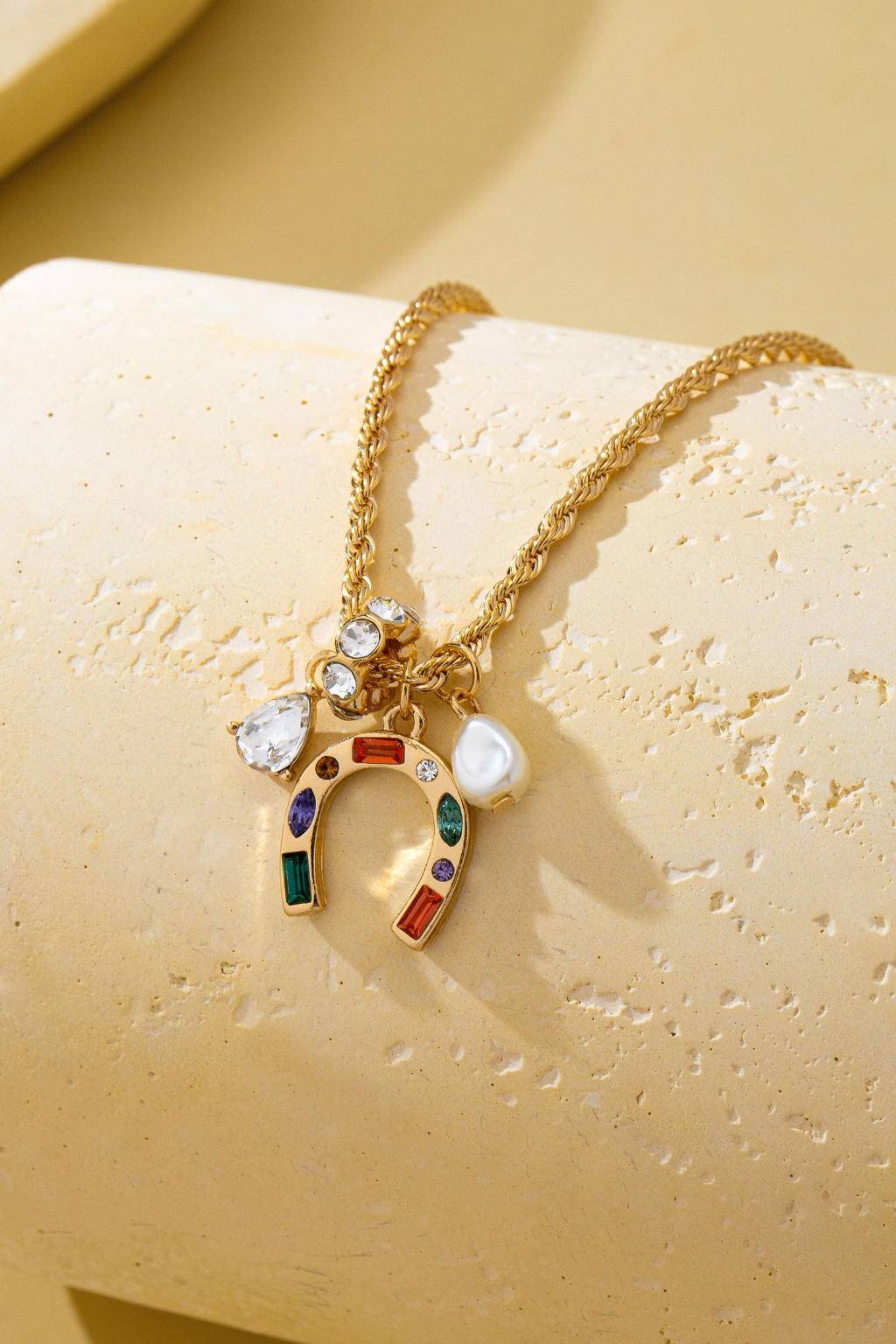 Rainbow Horseshoe Charm Necklace