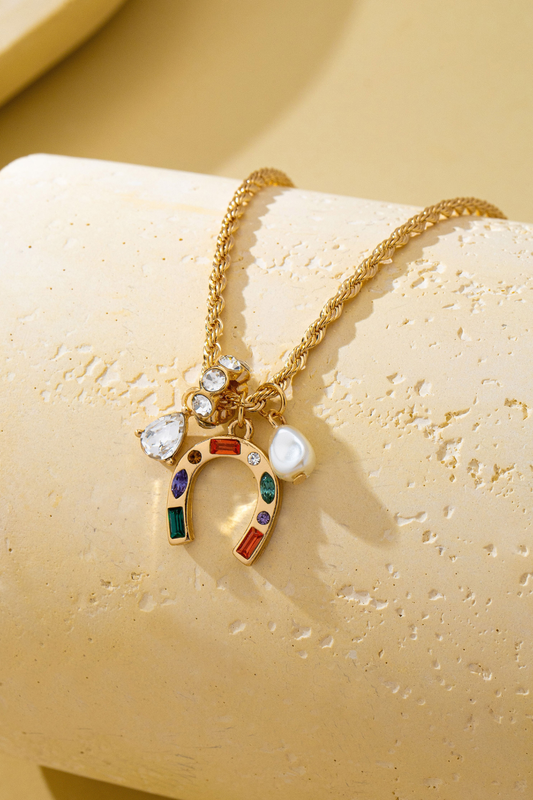 Rainbow Horseshoe Charm Necklace