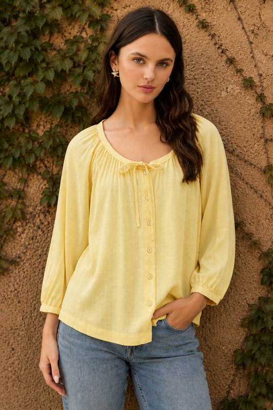 DOORBUSTER: Lace Trim Peasant Blouse