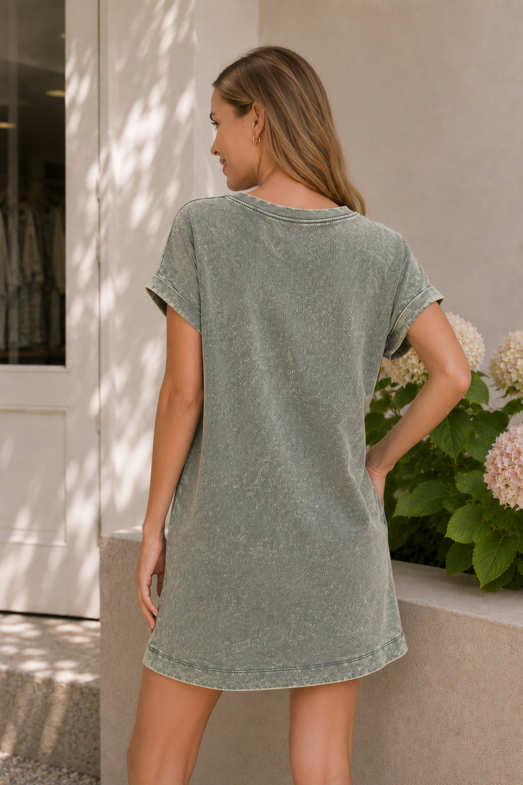Washed Cotton T-Shirt Dress