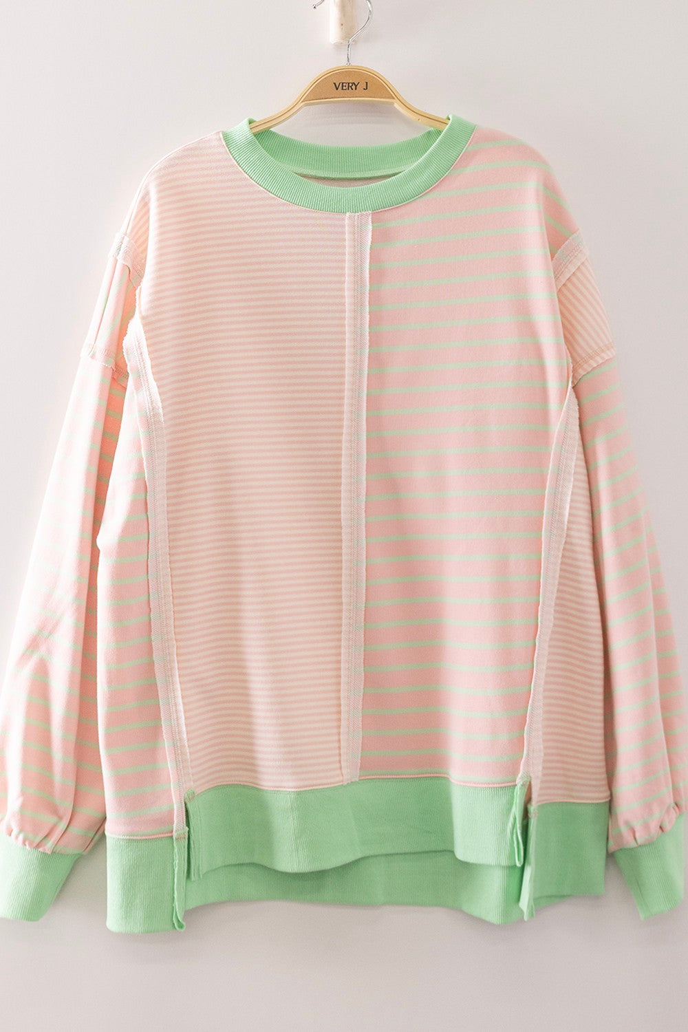 Mixed Stripe Oversized Sweatshirt