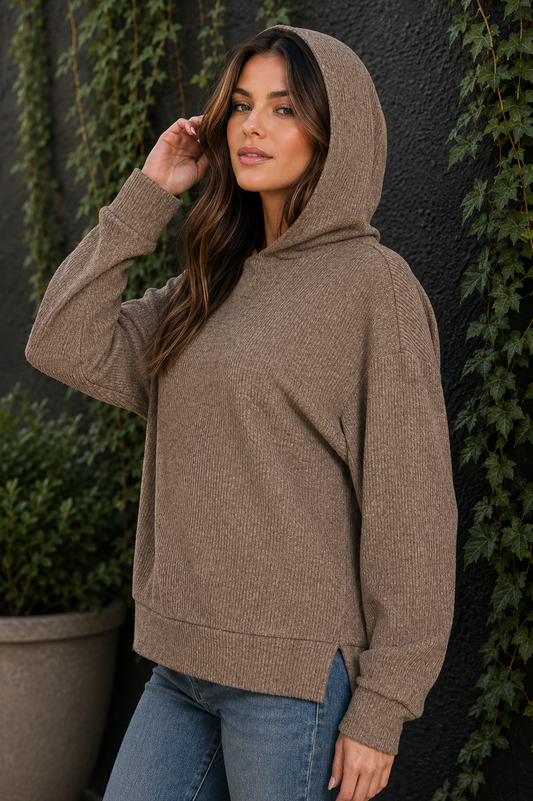 Brushed Ribbed Hacci Hoodie