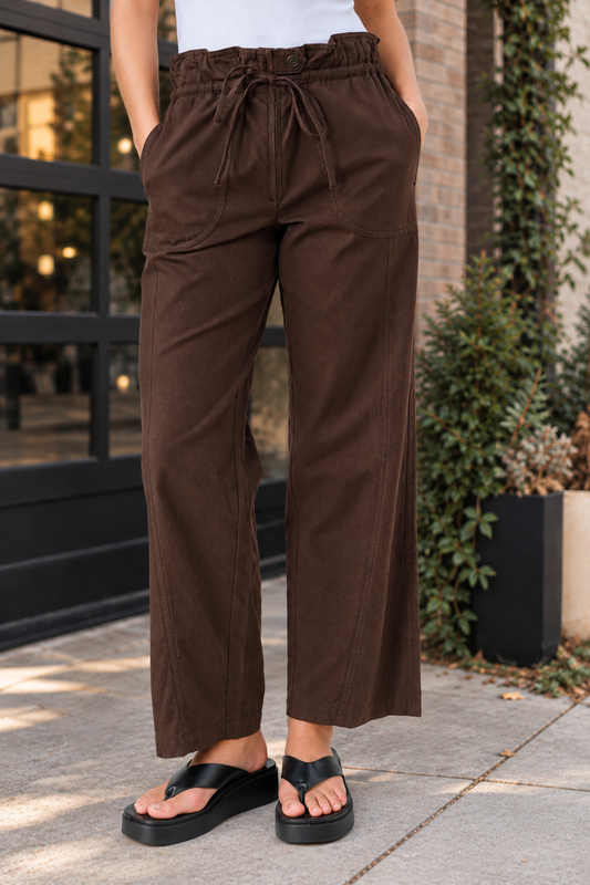 High Rise Paperbag Wide Leg Pants