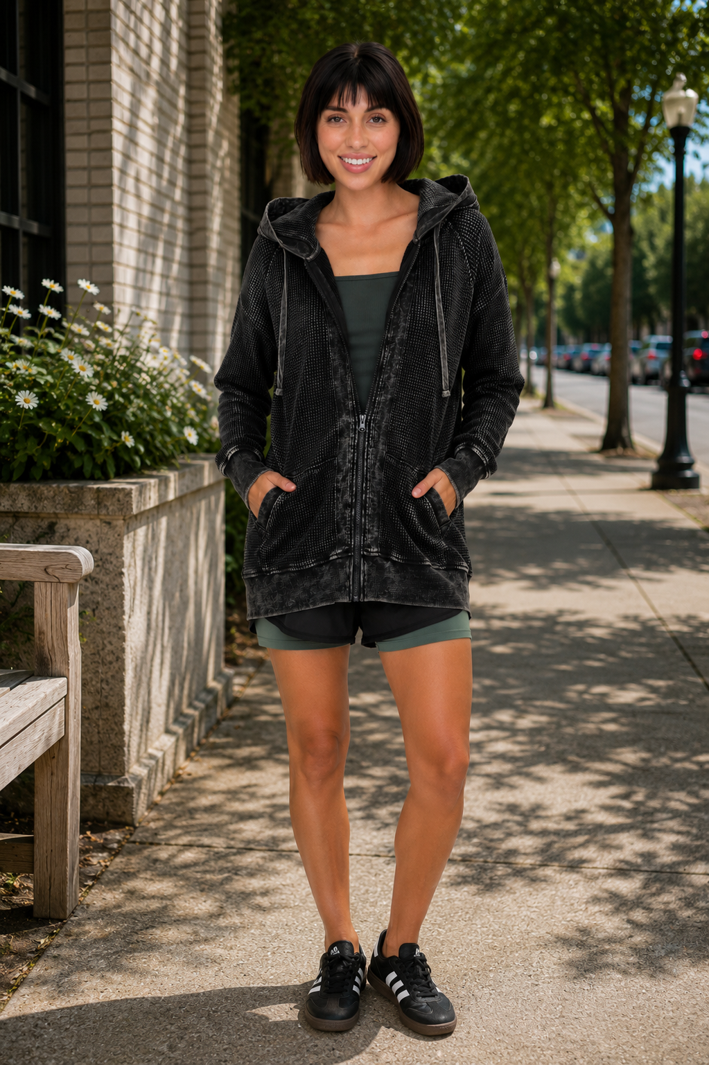 DOORBUSTER: Waffle Knit Zip Up