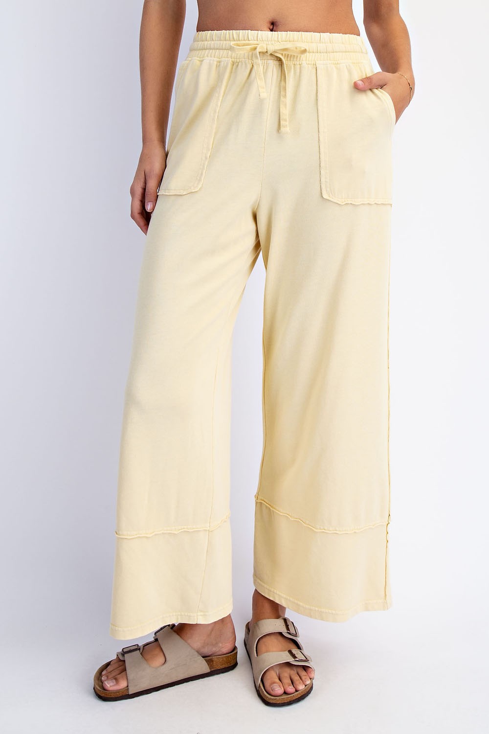 Mineral Washed Wide Leg Pant