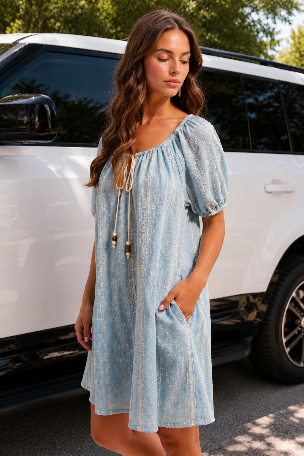Lace Detail Babydoll Mini Dress
