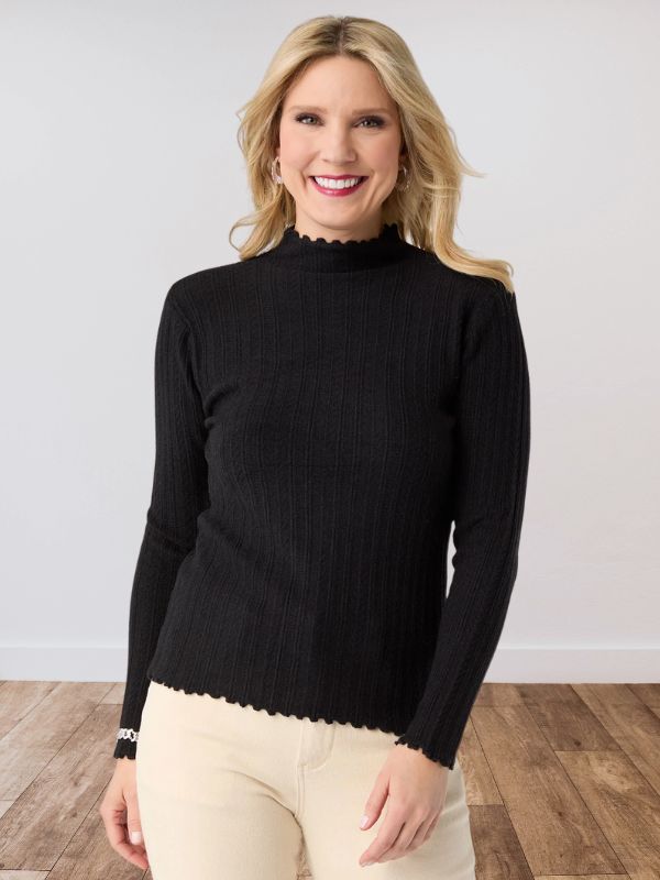 Avalee Funnel Neck Cable Knit Sweater