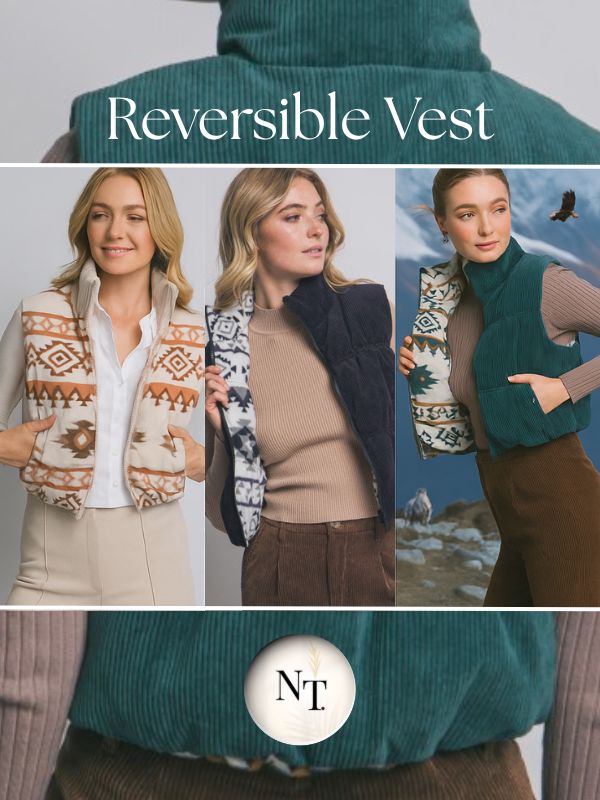 Reversible Corduroy & Aztec Fleece Vest- 3 Colors!