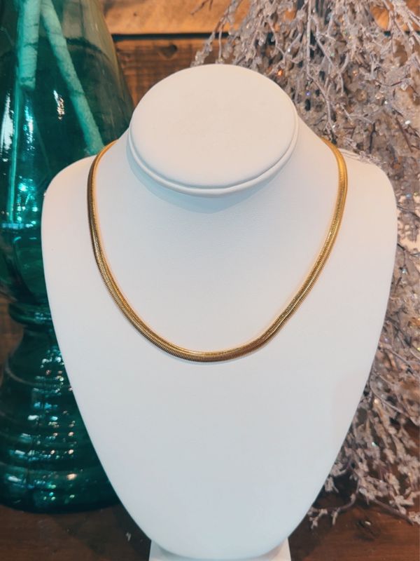 Gold Dipped Herringbone Chain Necklace