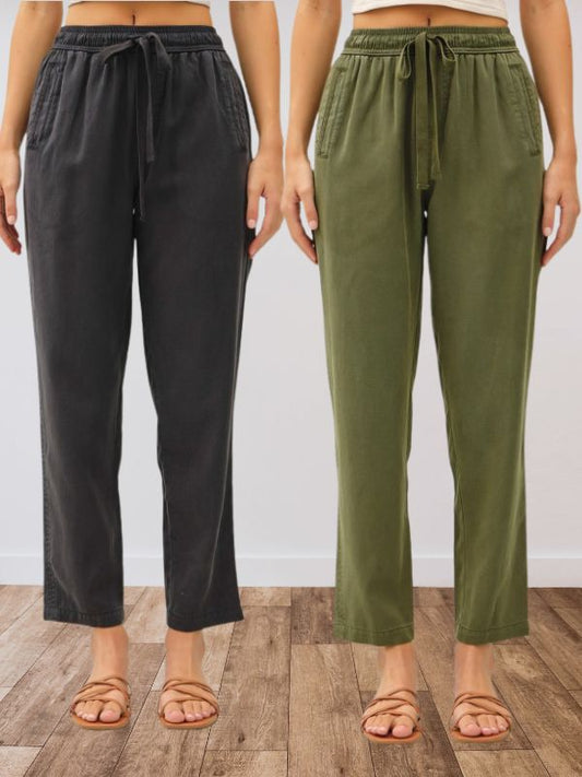 Tencel Blend Tapered Pants-2 Colors!