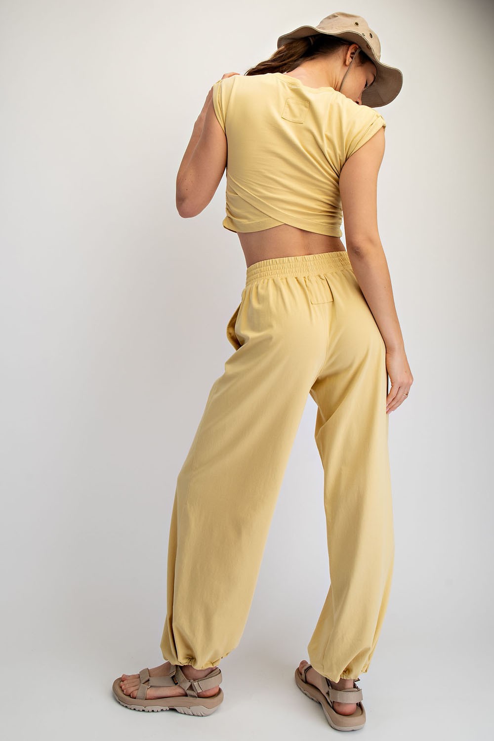 Crossover Cropped Tee Jogger Set (FP Dupe)