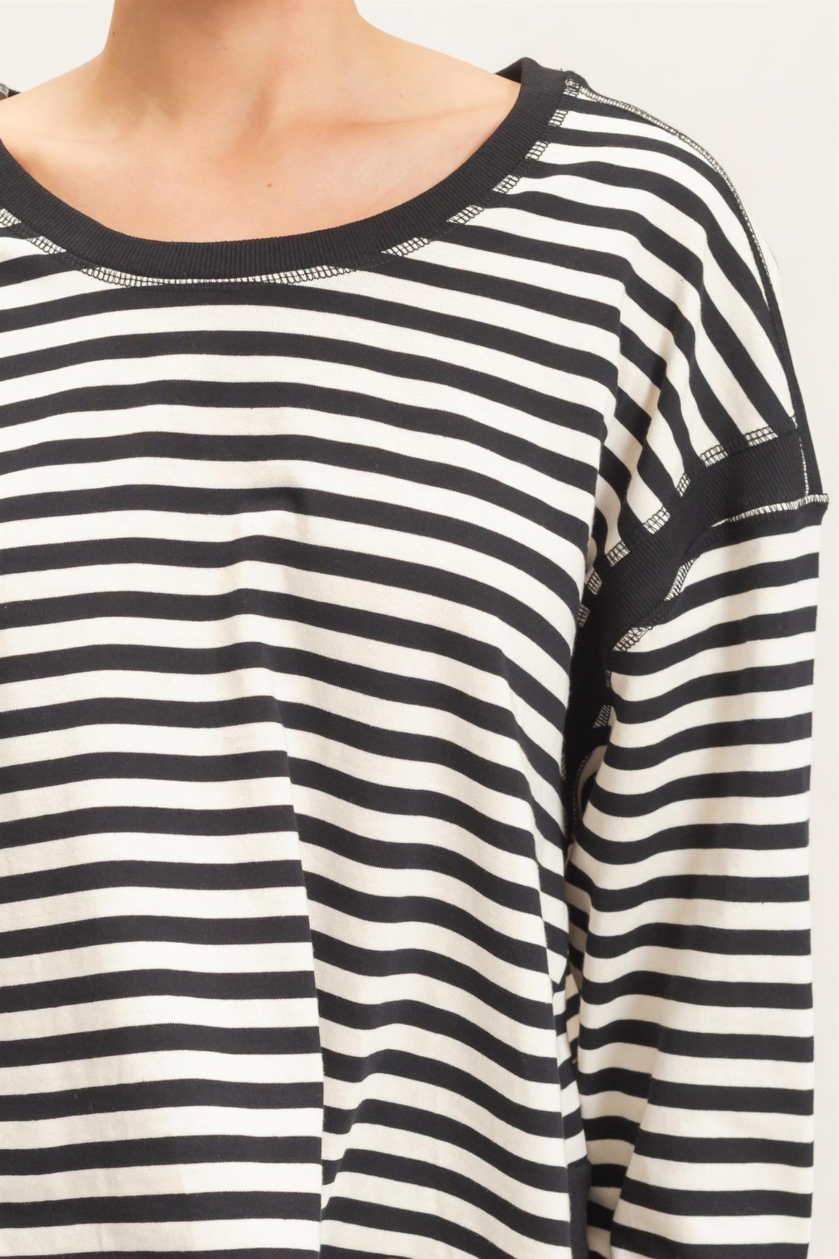 Relaxed Stripe Cropped Knit Top