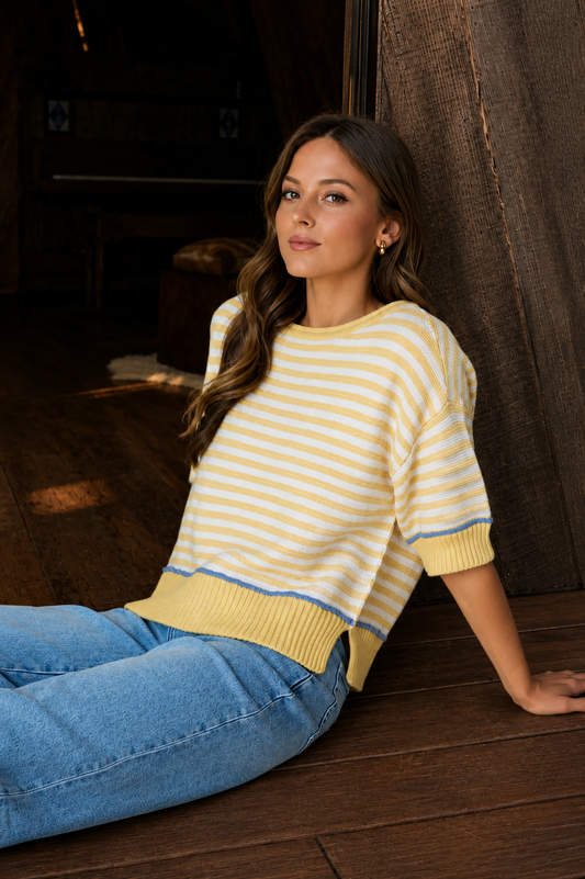 Raw Edge Contrast Trim Sweater