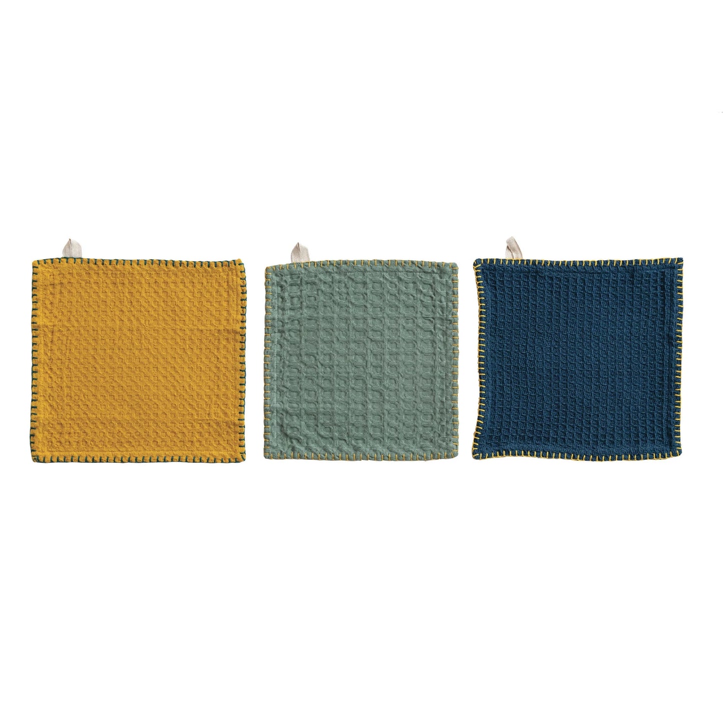 Cotton Waffle Weave Dish Cloths w/ Cheese/Cutting Board, Set of 4