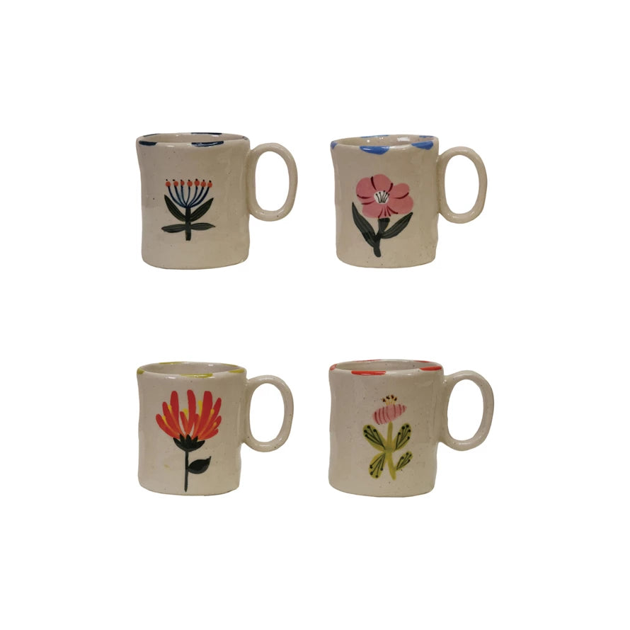 5 oz. Hand-Painted Stoneware Child Size Mug, 4 Styles