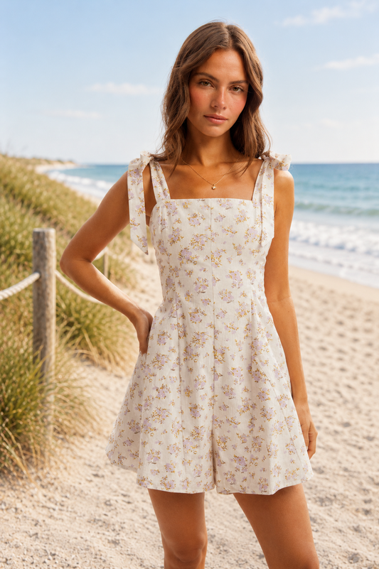 Floral Ditsy Tie Strap Romper
