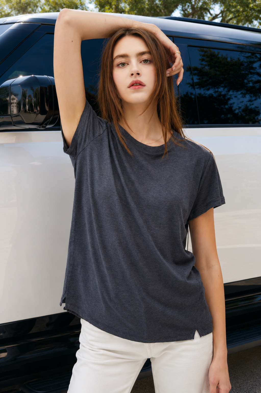 Linen Split Hem Tee