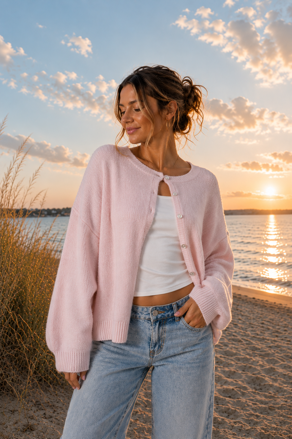 Lightweight Crew Neck Cardigan