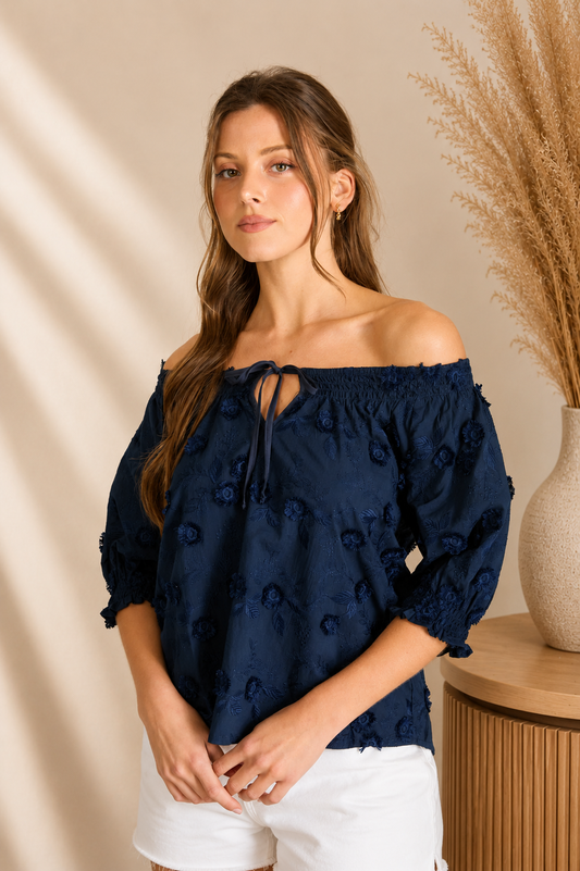 3D Floral Off Shoulder Blouse