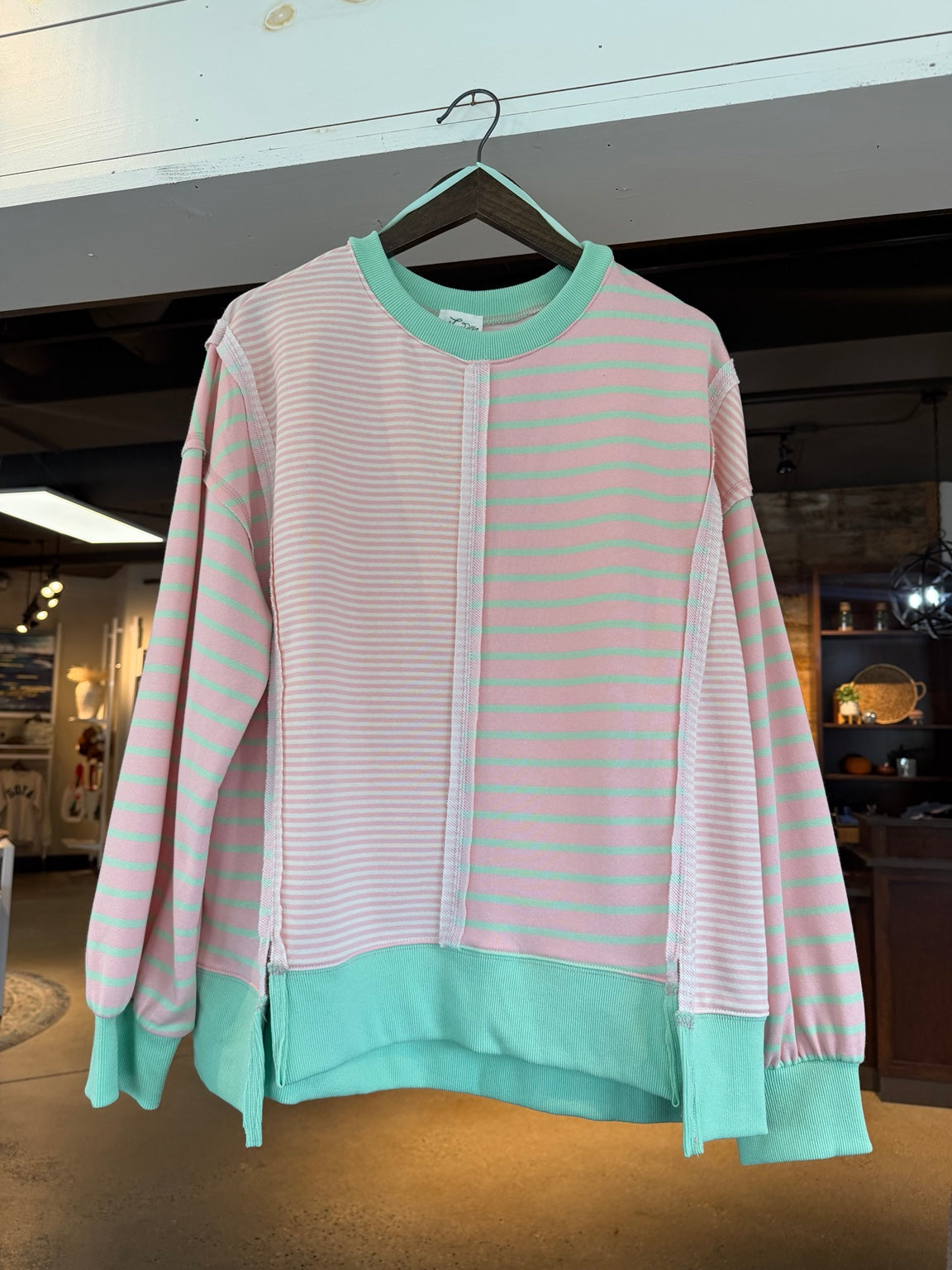 Mixed Stripe Oversized Sweatshirt