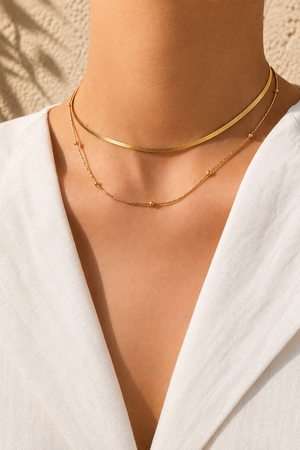 18K Gold Waterproof Layered Necklace