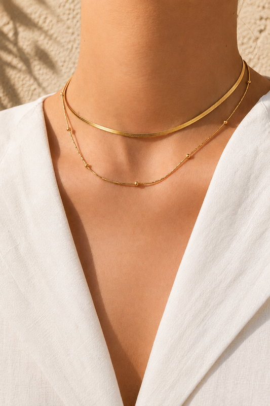 18K Gold Waterproof Layered Necklace
