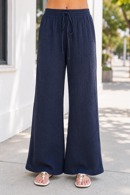Textured Knit Wide Leg Pants